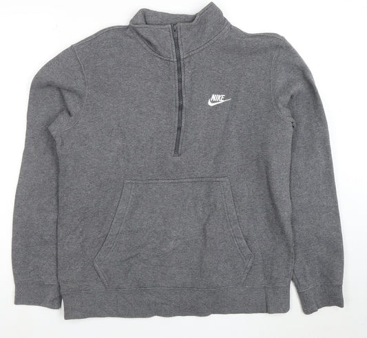 Nike Mens Grey 1/2 Zip Fleece Sweatshirt Medium Regular Fit
