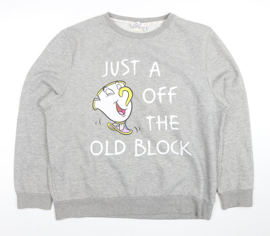 Disney Women’s Grey Beauty and the Beast Chip Sweatshirt Size 14