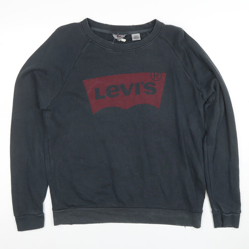 Levi's Men's Black Crew Neck Graphic Logo Pullover Sweatshirt Size S