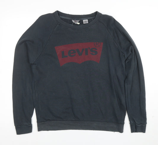 Levi's Men's Black Crew Neck Graphic Logo Pullover Sweatshirt Size S