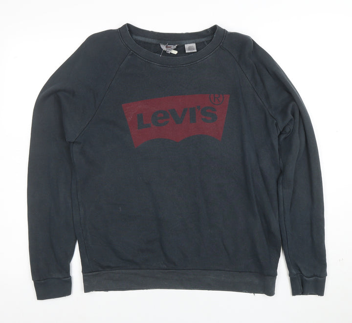 Levi's Men's Black Crew Neck Graphic Logo Pullover Sweatshirt Size S