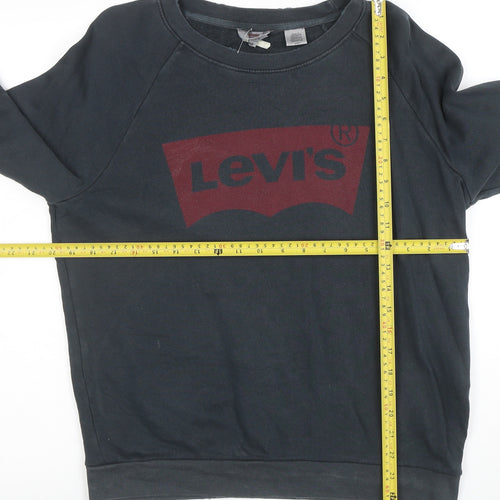 Levi's Men's Black Crew Neck Graphic Logo Pullover Sweatshirt Size S