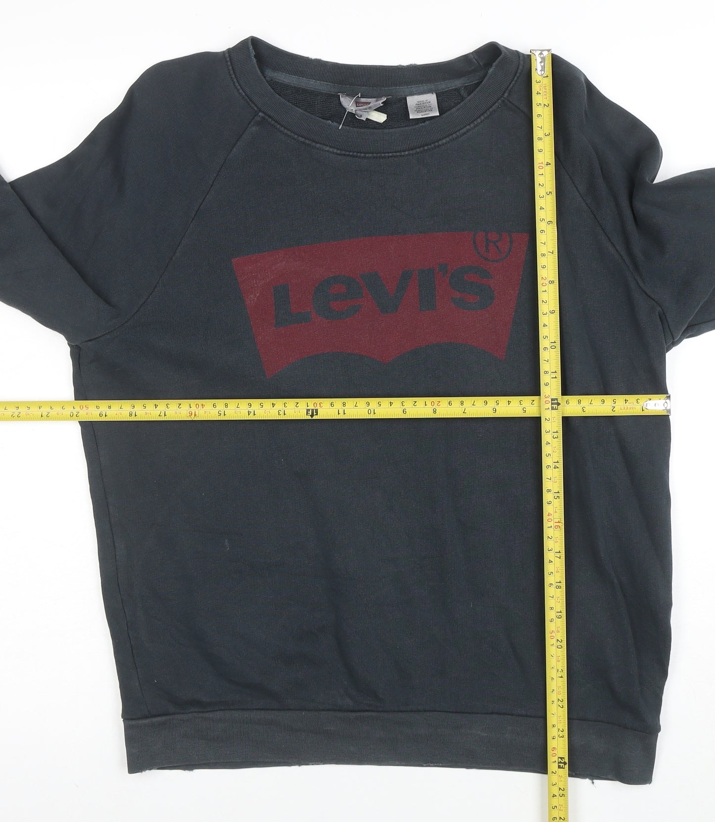 Levi's Men's Black Crew Neck Graphic Logo Pullover Sweatshirt Size S
