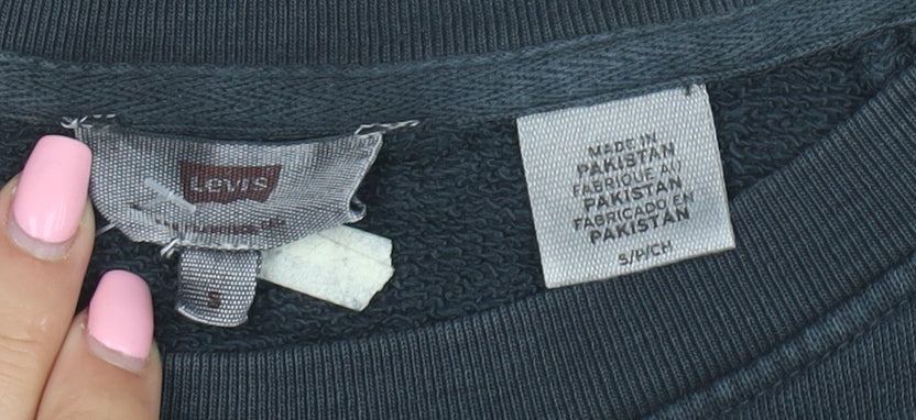 Levi's Men's Black Crew Neck Graphic Logo Pullover Sweatshirt Size S