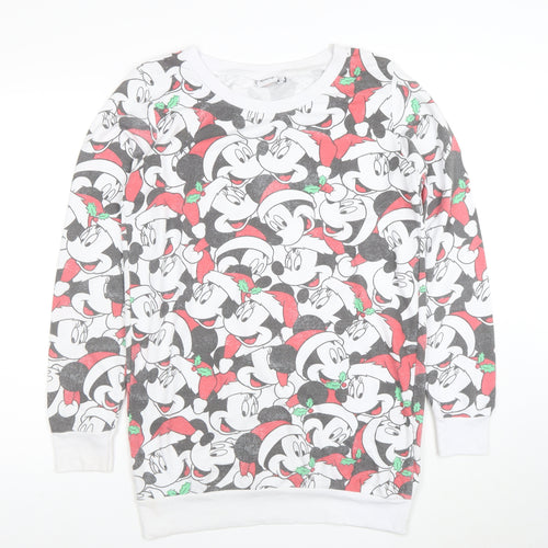 Disney Unisex Multicoloured Christmas Mickey Mouse Sweatshirt Size 10