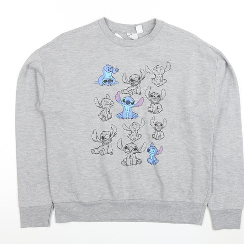 Disney Women's Grey Stitch Sweatshirt XS Crew Neck Pullover