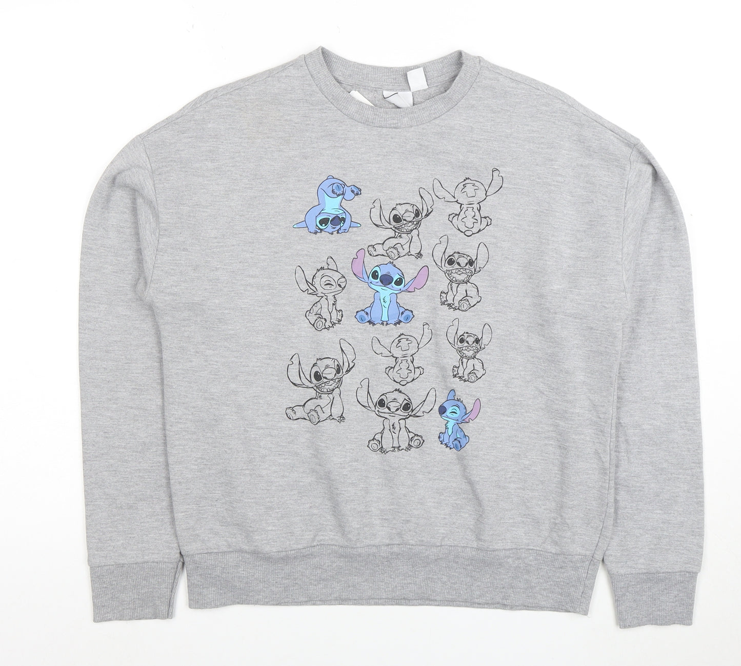 Disney Women's Grey Stitch Sweatshirt XS Crew Neck Pullover