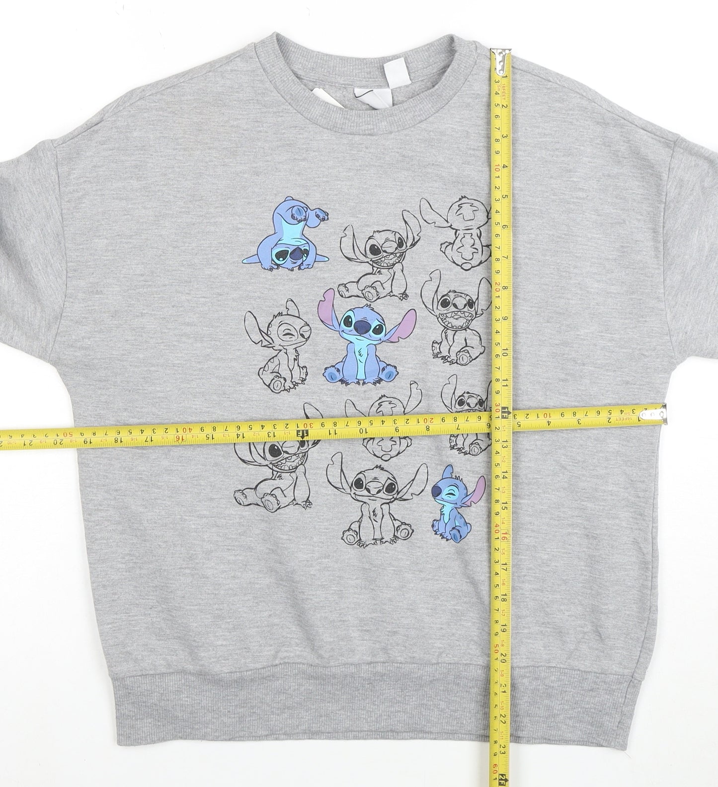 Disney Women's Grey Stitch Sweatshirt XS Crew Neck Pullover