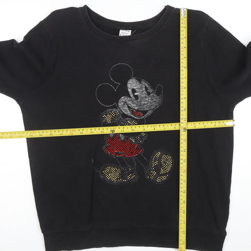 Disney Women Black Mickey Mouse Sequin Sweatshirt Size 14