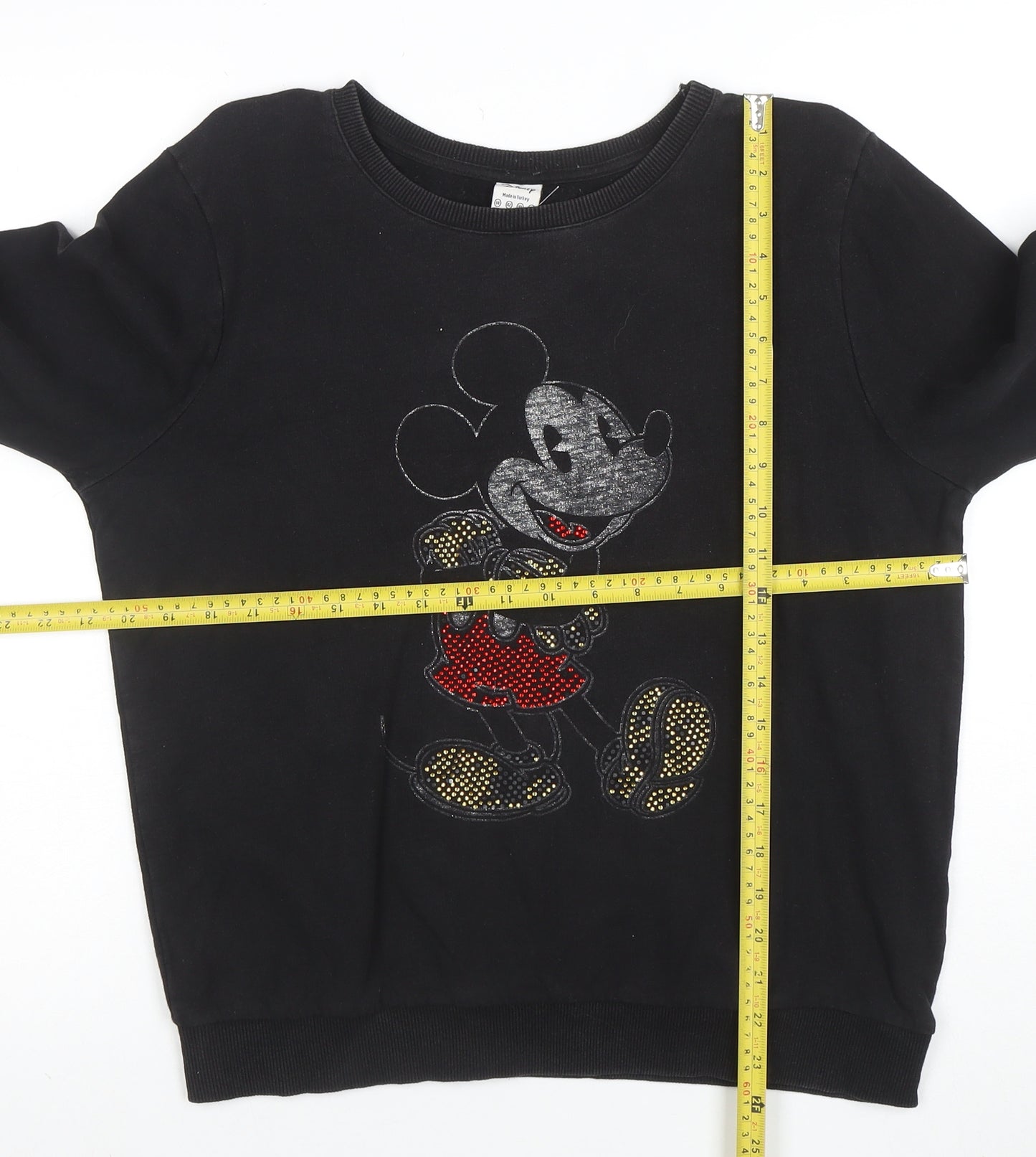 Disney Women Black Mickey Mouse Sequin Sweatshirt Size 14