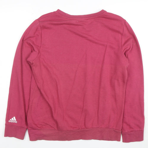 Adidas Womens Pink Cotton Blend Pullover Sweatshirt Size L 16-18