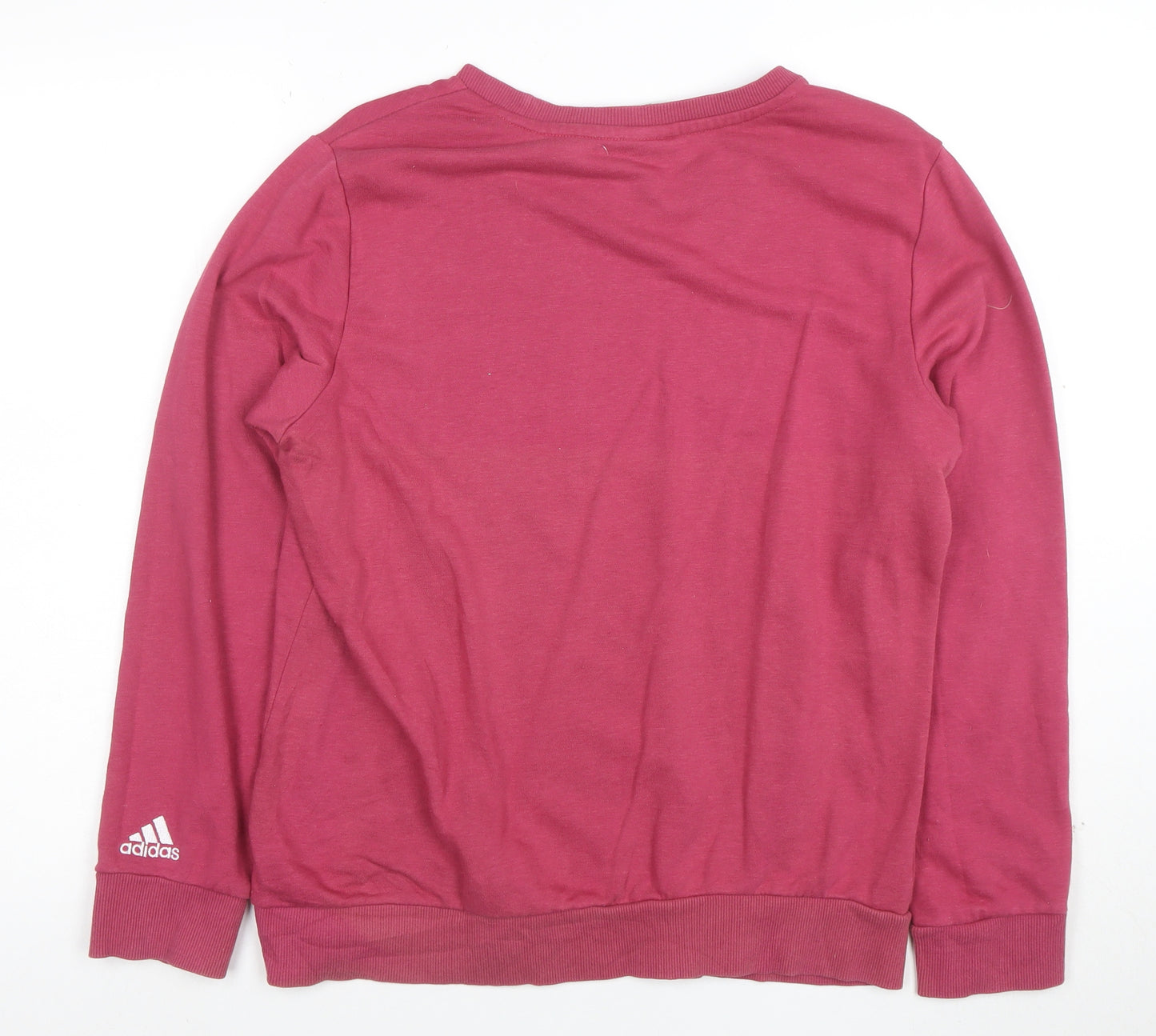Adidas Womens Pink Cotton Blend Pullover Sweatshirt Size L 16-18