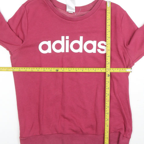 Adidas Womens Pink Cotton Blend Pullover Sweatshirt Size L 16-18