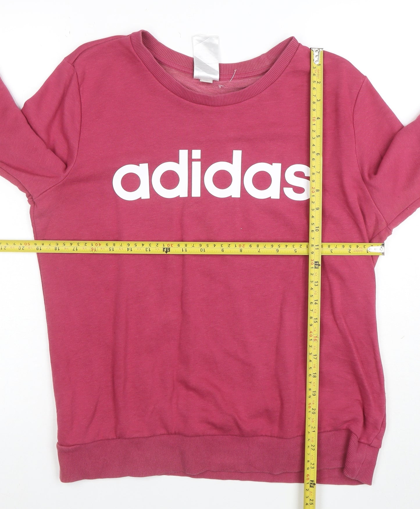 Adidas Womens Pink Cotton Blend Pullover Sweatshirt Size L 16-18