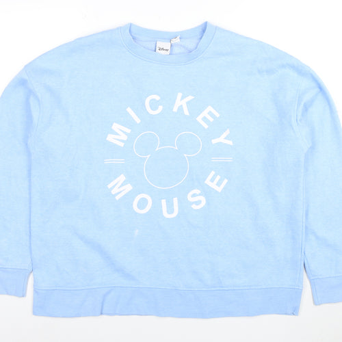 Disney Women Blue Mickey Mouse Pullover Sweatshirt M