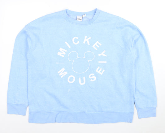 Disney Women Blue Mickey Mouse Pullover Sweatshirt M
