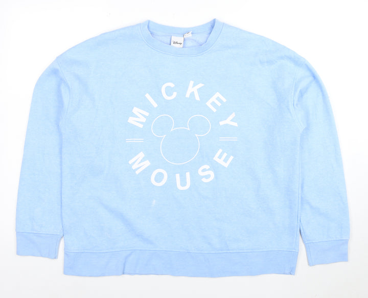 Disney Women Blue Mickey Mouse Pullover Sweatshirt M