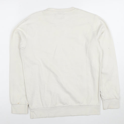 Champion Boys Ivory Large Crew Neck Pullover Sweatshirt with Logo Print