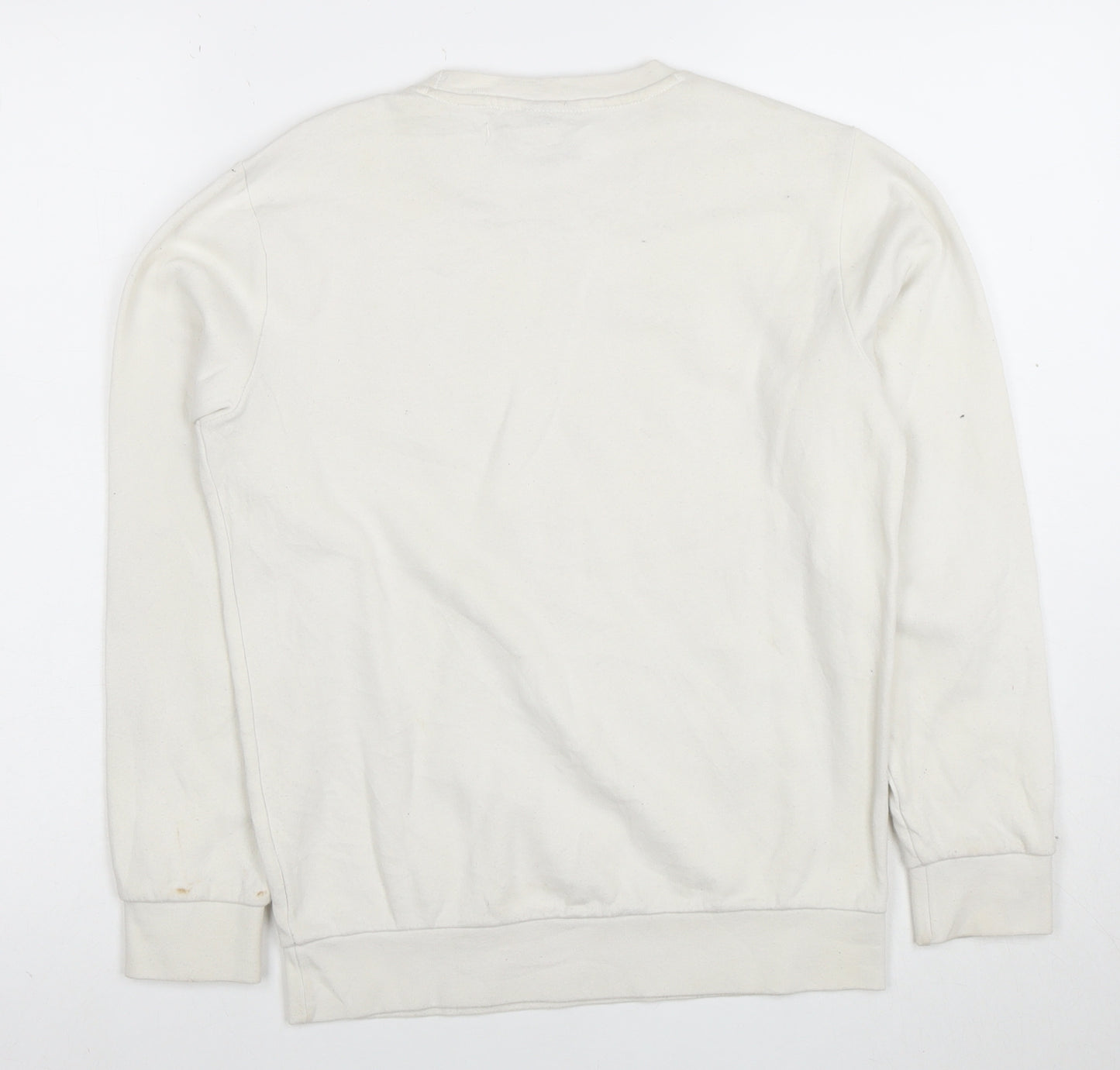 Champion Boys Ivory Large Crew Neck Pullover Sweatshirt with Logo Print