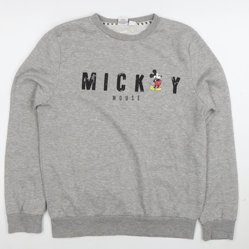 Disney Women Grey Mickey Mouse Sequin Sweatshirt Size S