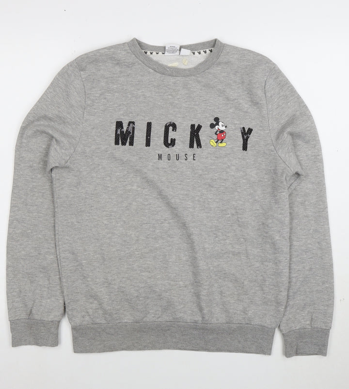 Disney Women Grey Mickey Mouse Sequin Sweatshirt Size S