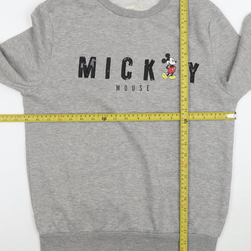 Disney Women Grey Mickey Mouse Sequin Sweatshirt Size S