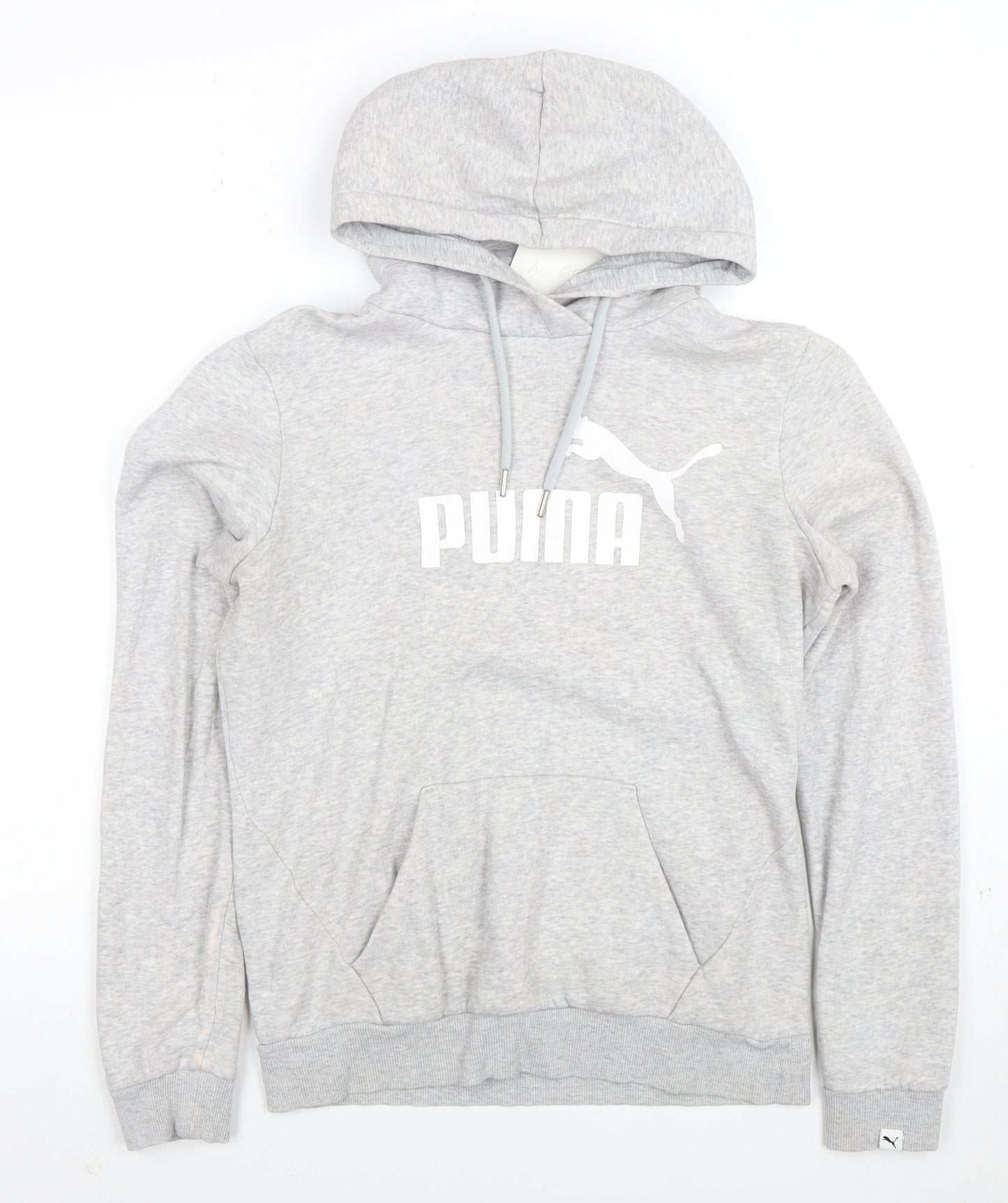 Puma Women’s Grey Pullover Hoodie Small Logo Fleece Lined Casual