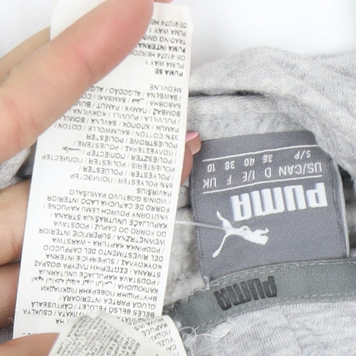 Puma Women’s Grey Pullover Hoodie Small Logo Fleece Lined Casual