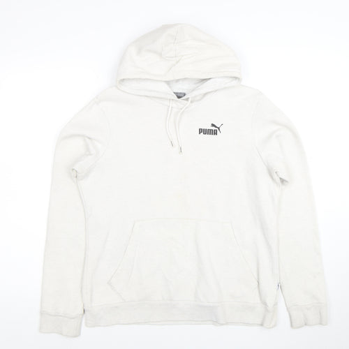 Puma Women White Pullover Hoodie L Cotton Blend Casual