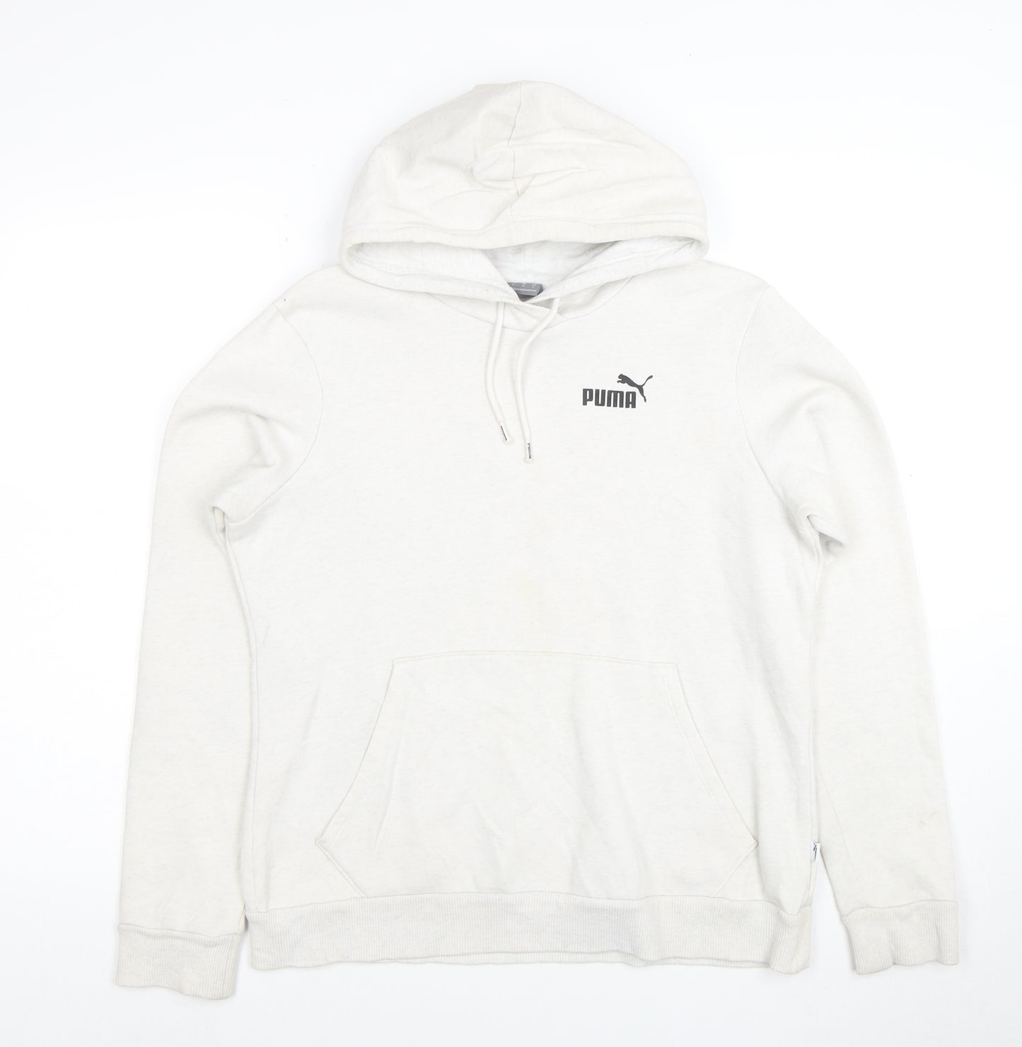 Puma Women White Pullover Hoodie L Cotton Blend Casual
