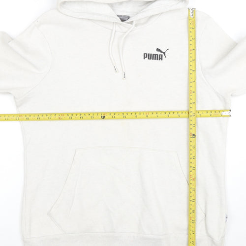 Puma Women White Pullover Hoodie L Cotton Blend Casual