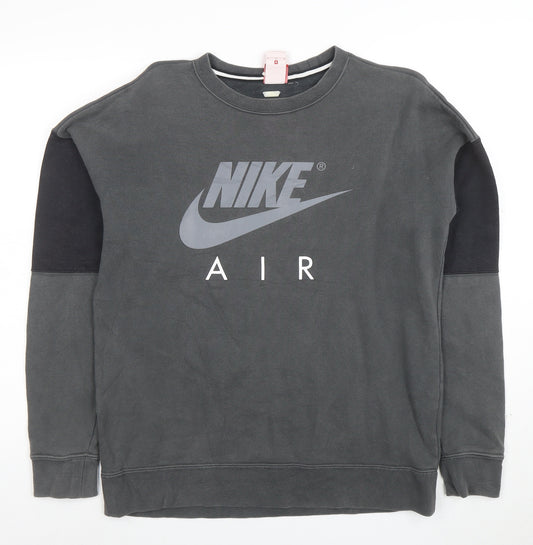 Nike Men's Grey Air Logo Crew Neck Sweatshirt Size M