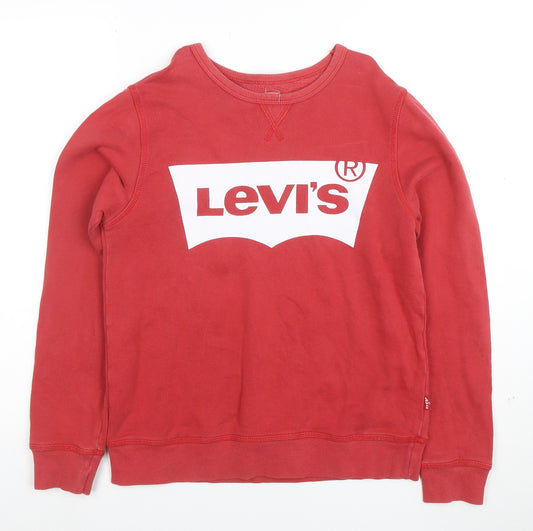 Levi's Womens Red Logo Crew Neck Sweatshirt Size 14 Cotton Casual