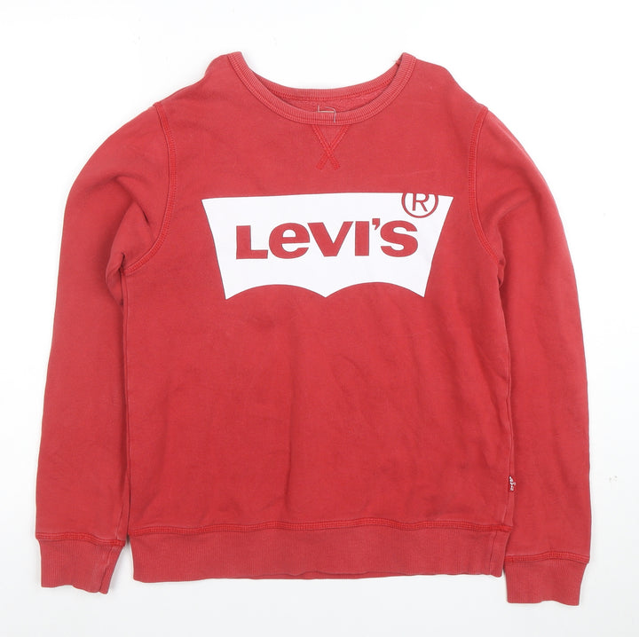 Levi's Womens Red Logo Crew Neck Sweatshirt Size 14 Cotton Casual