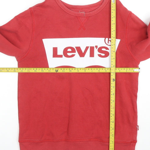 Levi's Womens Red Logo Crew Neck Sweatshirt Size 14 Cotton Casual