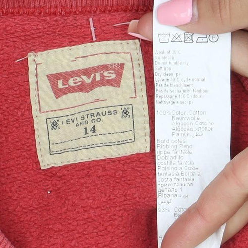 Levi's Womens Red Logo Crew Neck Sweatshirt Size 14 Cotton Casual