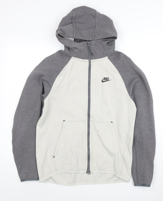 Nike Men's Grey Full Zip Hoodie Size S Regular Fit Cotton Blend