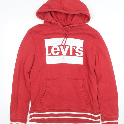 Levi's Men's Red Pullover Hoodie M Logo Graphic Hooded Sweatshirt