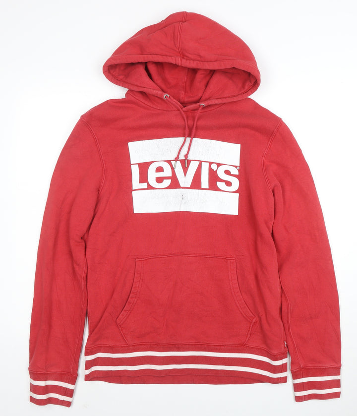 Levi's Men's Red Pullover Hoodie M Logo Graphic Hooded Sweatshirt