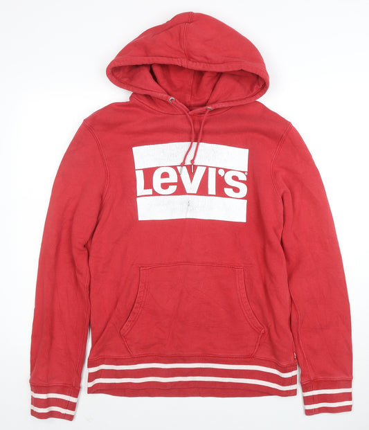 Levi's Men's Red Pullover Hoodie M Logo Graphic Hooded Sweatshirt