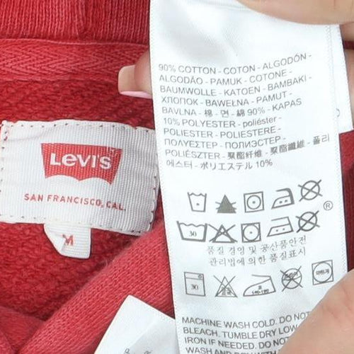 Levi's Men's Red Pullover Hoodie M Logo Graphic Hooded Sweatshirt