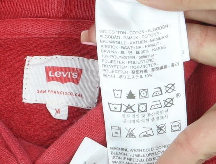 Levi's Men's Red Pullover Hoodie M Logo Graphic Hooded Sweatshirt