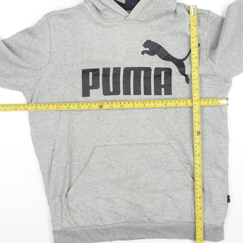 Puma Boys Grey Pullover Hoodie XL 13-14 Years Cotton Blend Logo