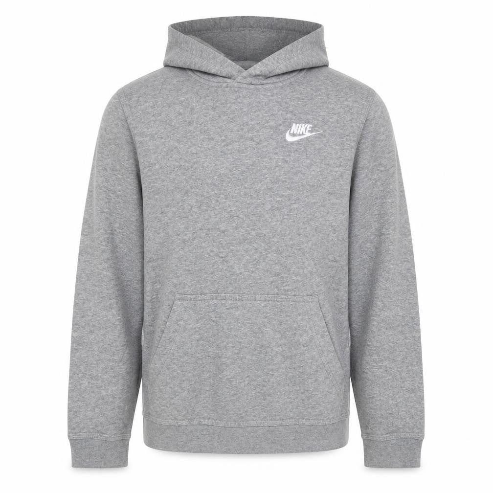 Front view of Nike boys’ grey pullover hoodie m 137-147cm cotton blend fleece