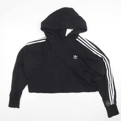 Adidas Women's Black Cropped Hoodie XS Cotton Casual Pullover