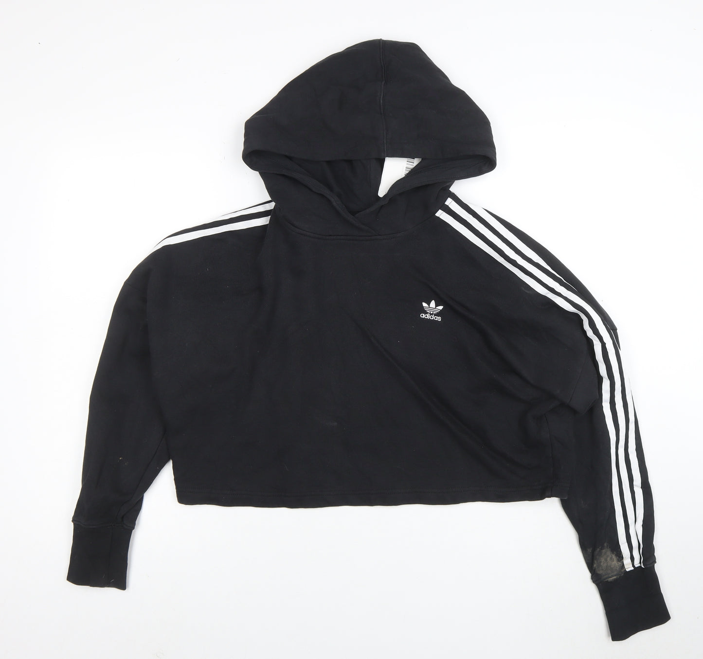 Adidas Women's Black Cropped Hoodie XS Cotton Casual Pullover