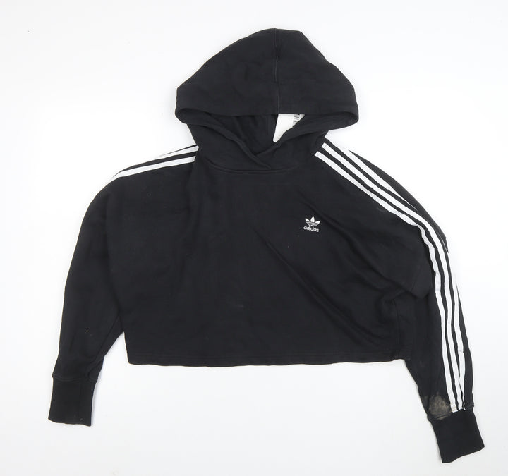 Adidas Women's Black Cropped Hoodie XS Cotton Casual Pullover