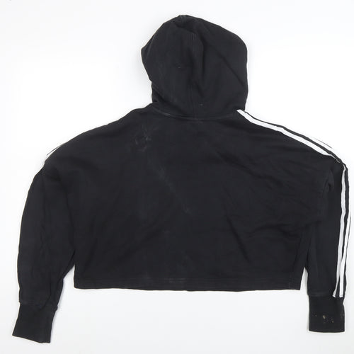 Adidas Women's Black Cropped Hoodie XS Cotton Casual Pullover