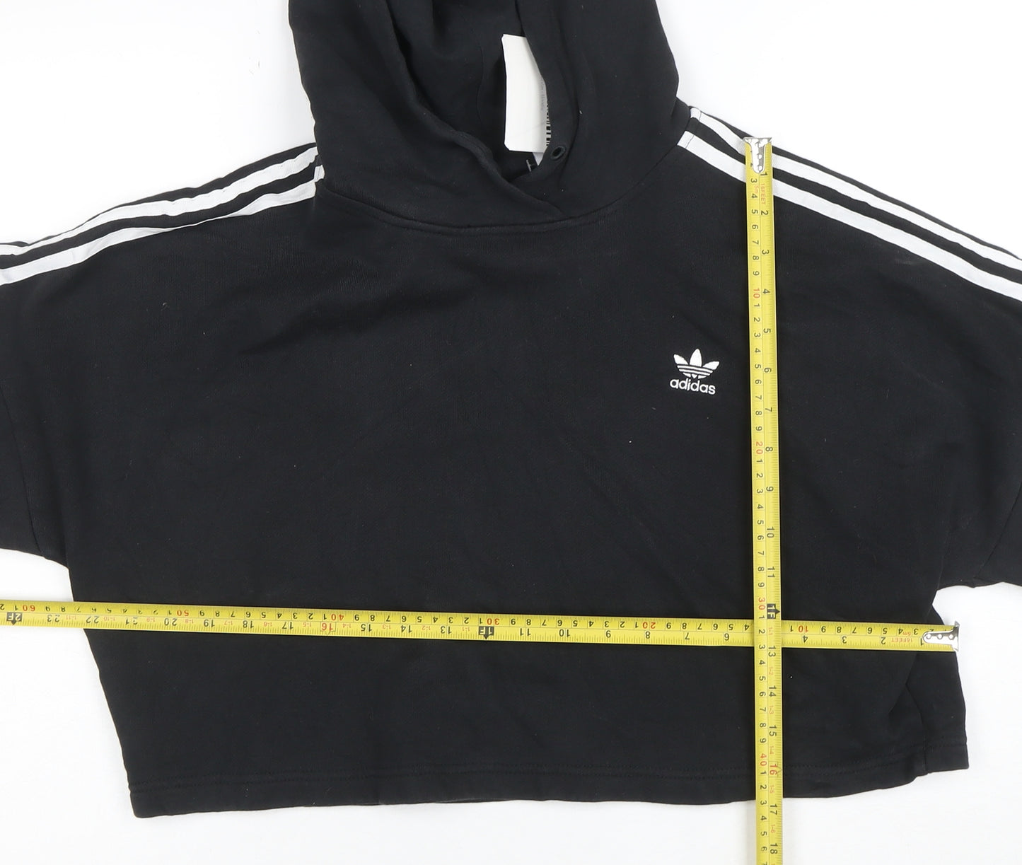 Adidas Women's Black Cropped Hoodie XS Cotton Casual Pullover