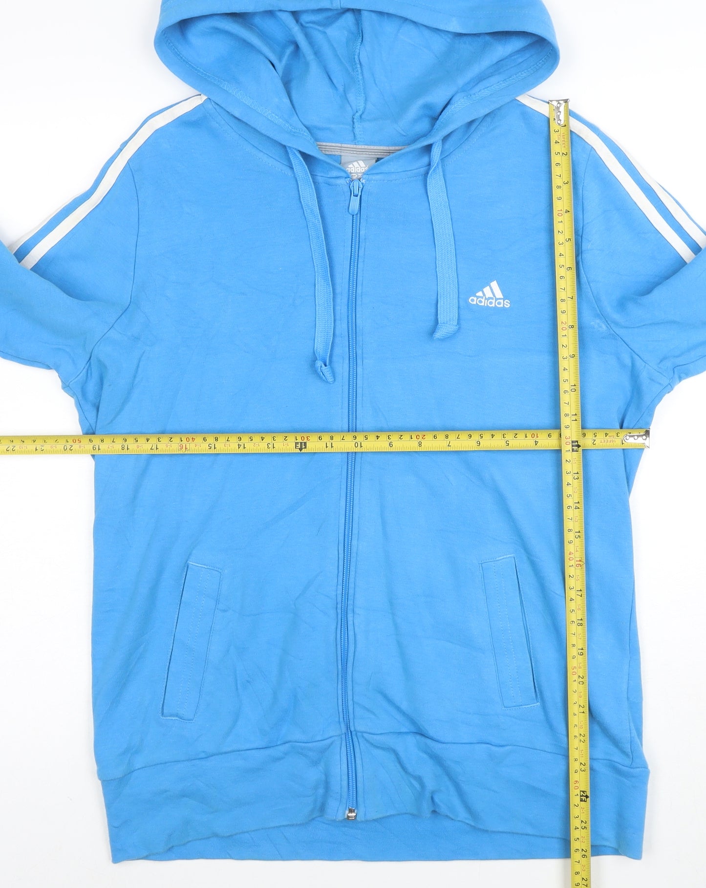 Adidas Women Blue Full Zip Hoodie Jacket Size 14 Cotton Blend